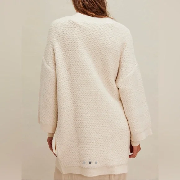 Free People Herringbone Stitch Kimono Cardigan Ivory Oversized Slouchy Small - Picture 2 of 14